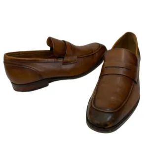 Steve Madden Mens 11 Shoes Penny Loafer Tan Pardin Leather Apron Toe