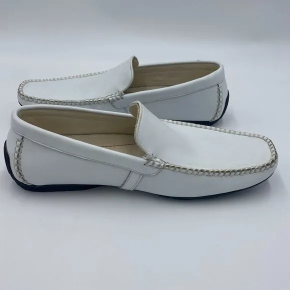 Steve Madden Mens Slip-On White Leather Driving Shoes P-Hooke Loafer Size 9M