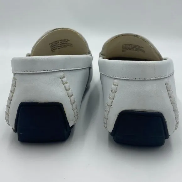 Steve Madden Mens Slip-On White Leather Driving Shoes P-Hooke Loafer Size 9M