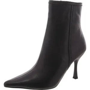 Steve Madden Womens Black Leather Pointed Toe Heels Ankle Boots Shoes New