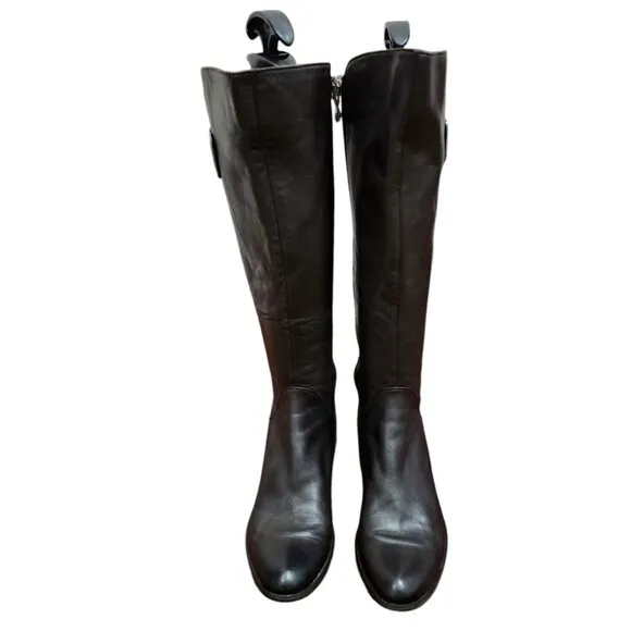 Strimma Women's Luxury chocolate Leather Lined Low Heel Tall Boots Size EU 38