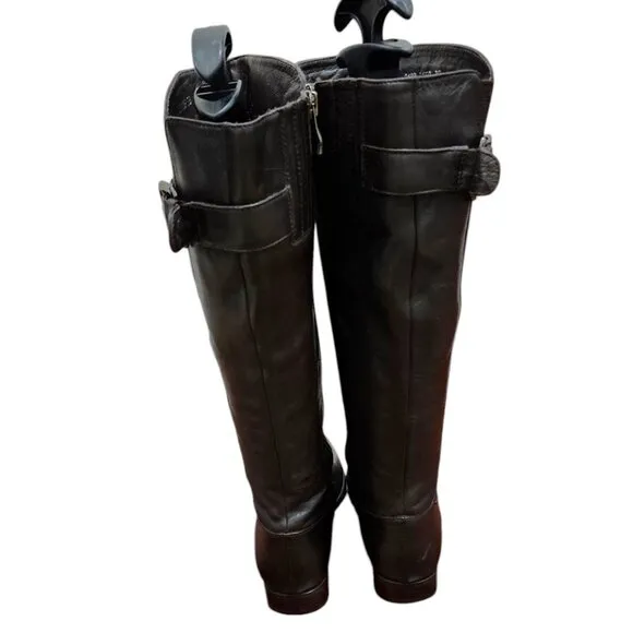 Strimma Women's Luxury chocolate Leather Lined Low Heel Tall Boots Size EU 38