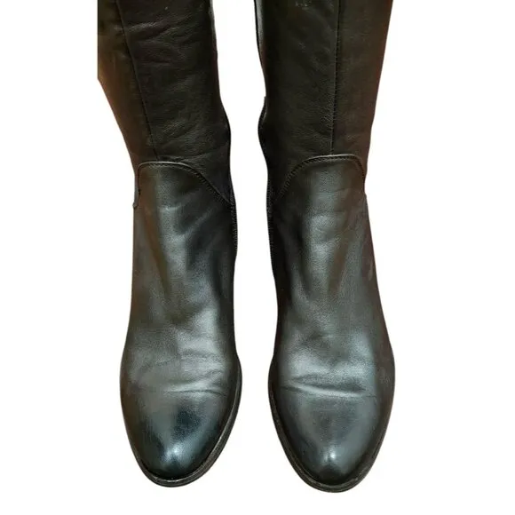 Strimma Women's Luxury chocolate Leather Lined Low Heel Tall Boots Size EU 38