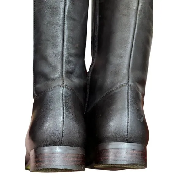Strimma Women's Luxury chocolate Leather Lined Low Heel Tall Boots Size EU 38