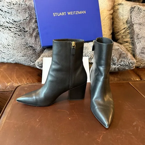 Stuart Weitzman Avenue 75 Block Heeled Boots - Black