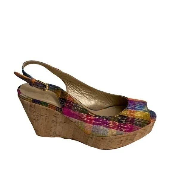 Stuart Weitzman multicolor platform sandals heels shoes
