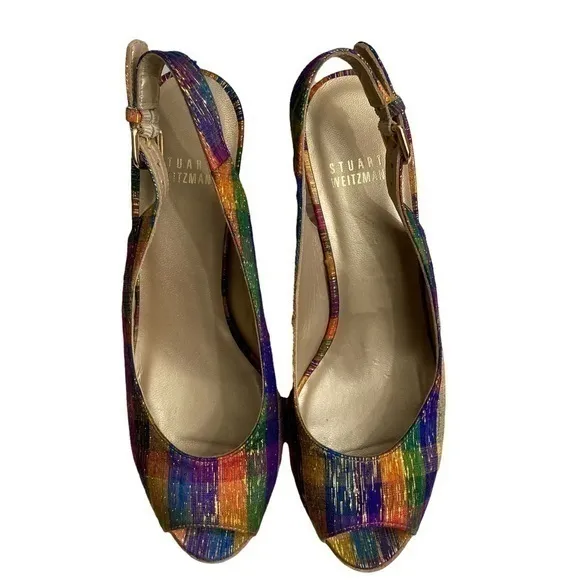 Stuart Weitzman multicolor platform sandals heels shoes