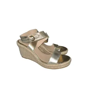 Stuart Weitzman Wedge Sandals Lexia Leather Ankle Strap Shoes Women’s 8.5