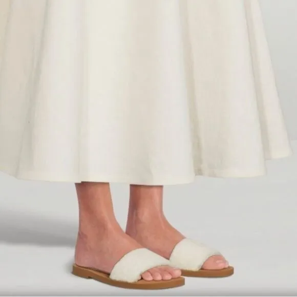 Stuart Weitzman Womens Cammy White Slide Sandals Sheep Shearling