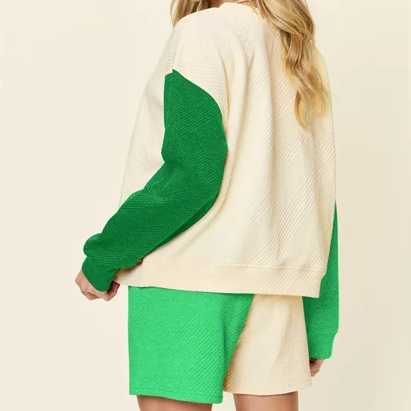 Style Shift Contrast Shorts Set - Green