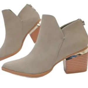 Stylish Gray Ankle Mirror Heel Boots Sz 9