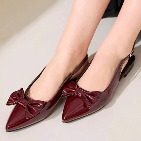 Summer Women's Pointed Toe Flats With Bow Decor, Soft &amp; Elegant Shoes