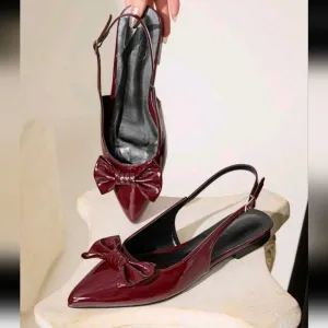 Summer Women's Pointed Toe Flats With Bow Decor, Soft &amp; Elegant Shoes