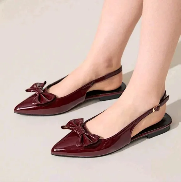 Summer Women's Pointed Toe Flats With Bow Decor, Soft &amp; Elegant Shoes