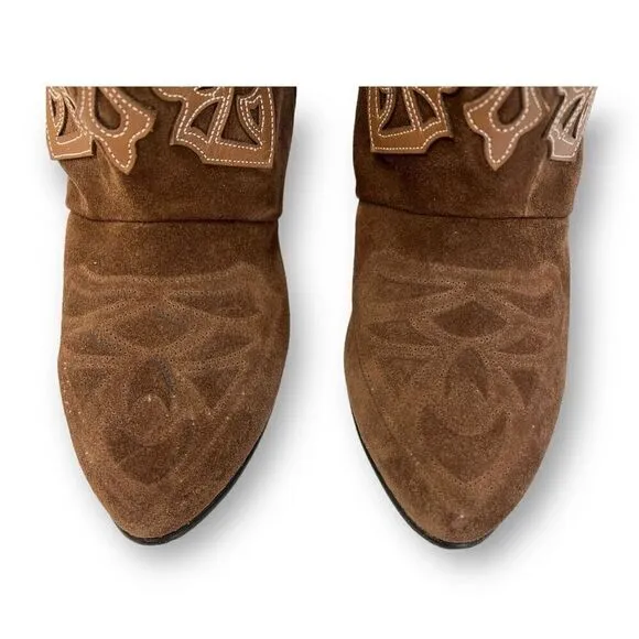 Sundance Leather Suede Appliqué Western Boots Size 39