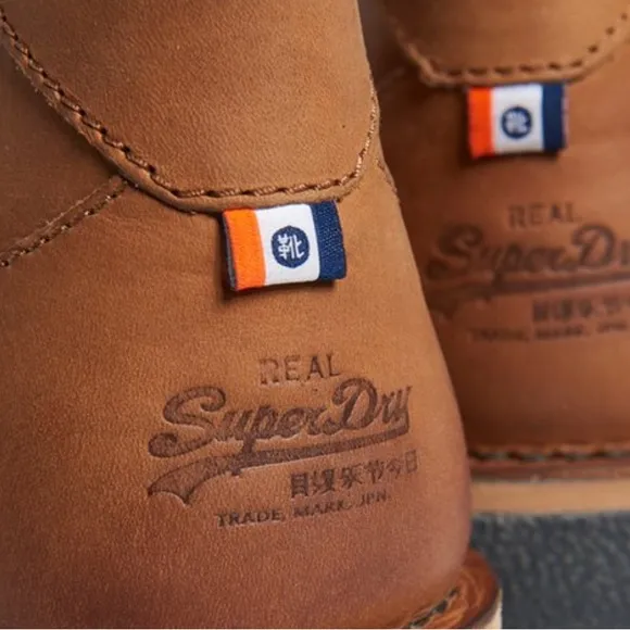 Superdry Men’s Leather Brown Winter Rallie Boots Size 11