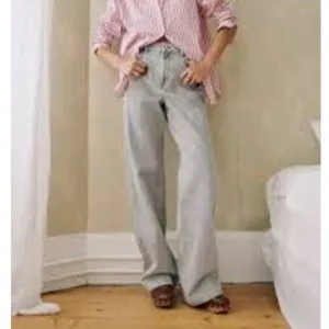 Sézane Denim 100% Cotton Mid-Rise Wide Leg Jeans Light Gray Women's Size 36 / 4