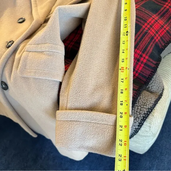 TALBOTS PETITES LONG WOOL COAT CAMEL TAN BROWN OVERCOAT OFFICE JACKET VINTAGE