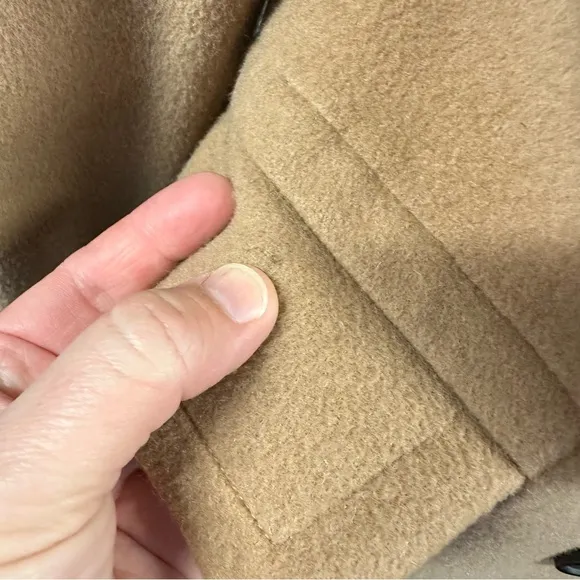 TALBOTS PETITES LONG WOOL COAT CAMEL TAN BROWN OVERCOAT OFFICE JACKET VINTAGE