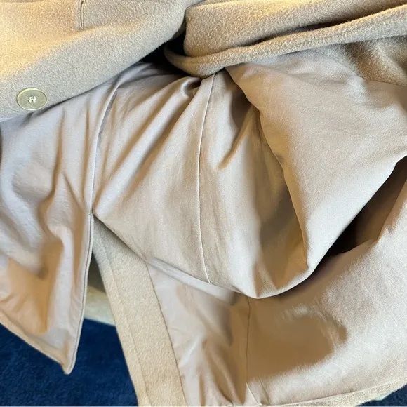 TALBOTS PETITES LONG WOOL COAT CAMEL TAN BROWN OVERCOAT OFFICE JACKET VINTAGE