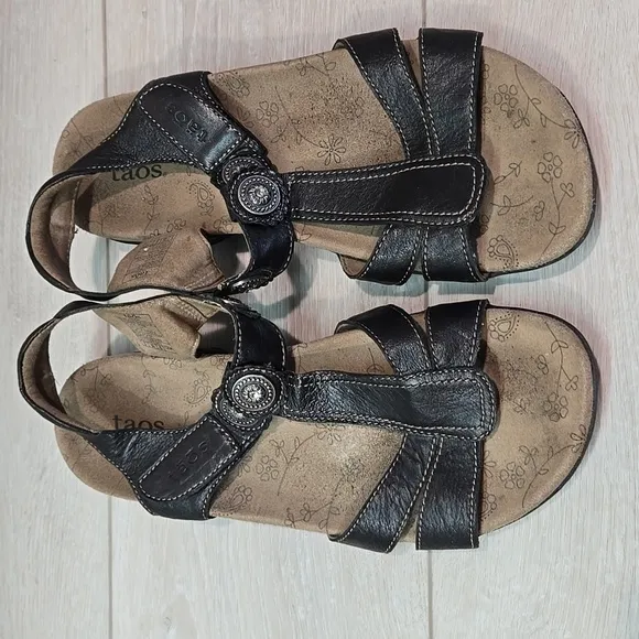 Taos Womens Paradise Leather Hook&amp;loop Sandals shoes sz 9
