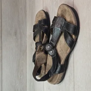 Taos Womens Paradise Leather Hook&amp;loop Sandals shoes sz 9