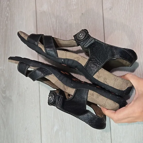 Taos Womens Paradise Leather Hook&amp;loop Sandals shoes sz 9