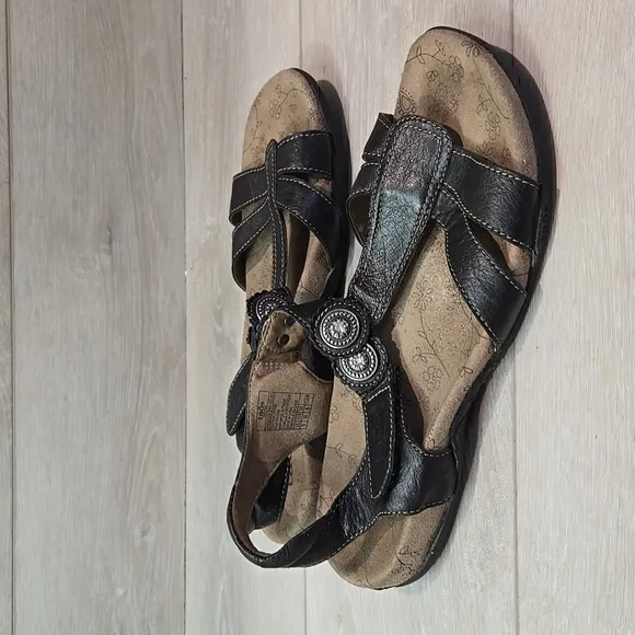 Taos Womens Paradise Leather Hook&amp;loop Sandals shoes sz 9