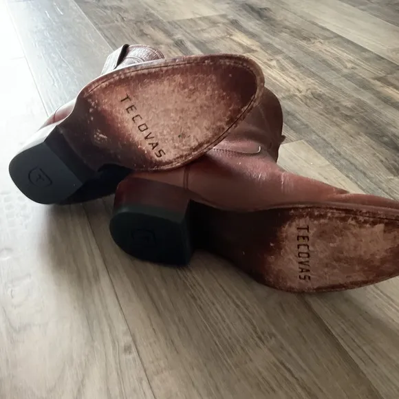 Tecovas The Penny Roper Boots Brown Leather 8.5 Cowboy Cowgirl Western Rodeo