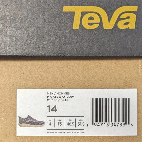 Teva Gateway Low Hiking Shoes, Black/Taupe, Men's 14 M
