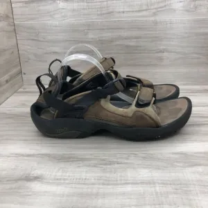 Teva Sandals Men's 13 Brown Leather Hook and Loop Shoes
