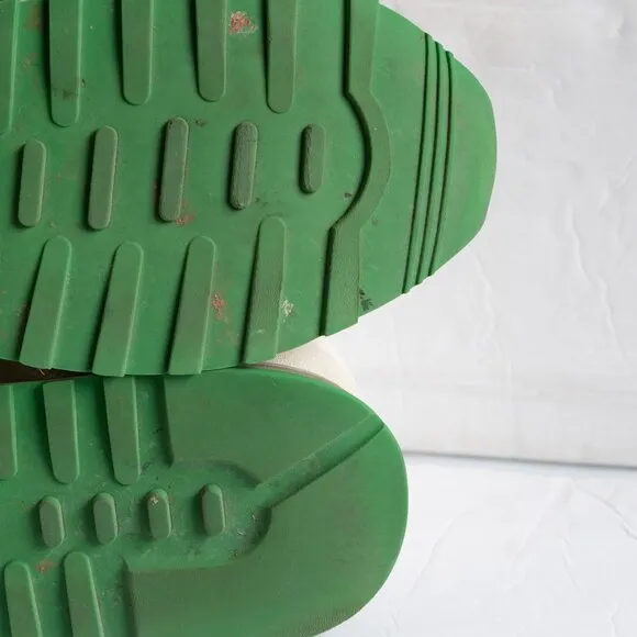 The Row Owen Suede Runner Sneaker Green Cream Leather Sporty Low lace Up Shoe