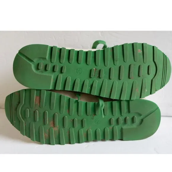 The Row Owen Suede Runner Sneaker Green Cream Leather Sporty Low lace Up Shoe