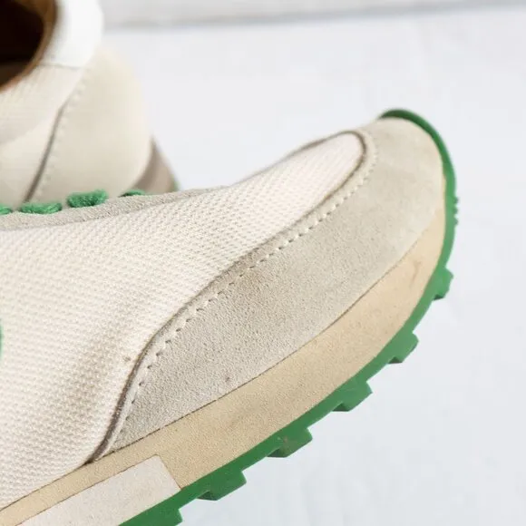 The Row Owen Suede Runner Sneaker Green Cream Leather Sporty Low lace Up Shoe
