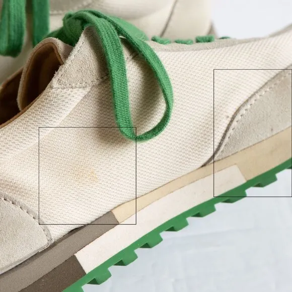 The Row Owen Suede Runner Sneaker Green Cream Leather Sporty Low lace Up Shoe