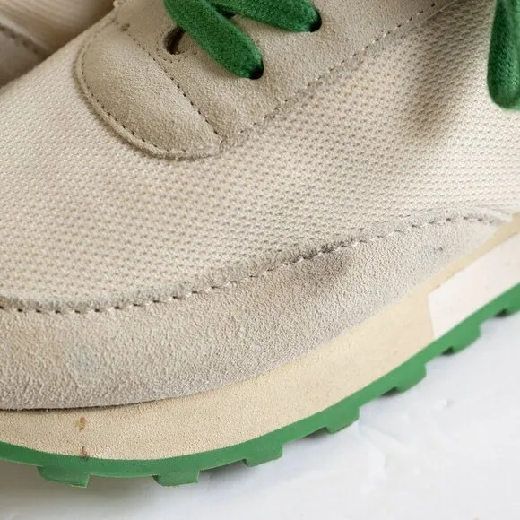 The Row Owen Suede Runner Sneaker Green Cream Leather Sporty Low lace Up Shoe