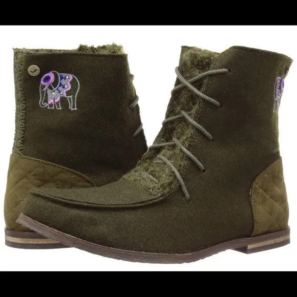 The Sak Olive Green Elephant Felt Boots Sz 8 NEW