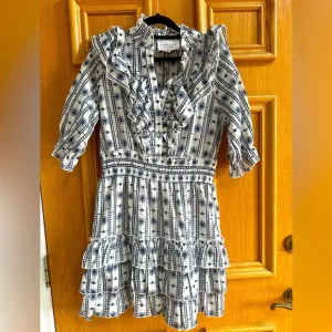 The Shirt by Rochelle Behrens Embroidered Shirt Dress blue White Size M