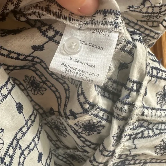The Shirt by Rochelle Behrens Embroidered Shirt Dress blue White Size M