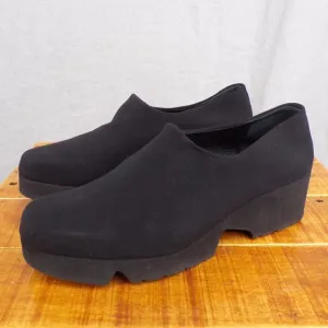 Thierry Rabotin Wedge Black Suede Italy Slip On Women's Shoes EU 38/US 7 - 7.5