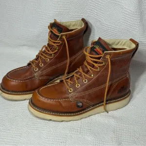 THOROGOOD AMERICAN HERITAGE6″ &quot;TOBACCO&quot; FIRM MOC SOFT TOE WORK BOOTS SIZE 8D USA