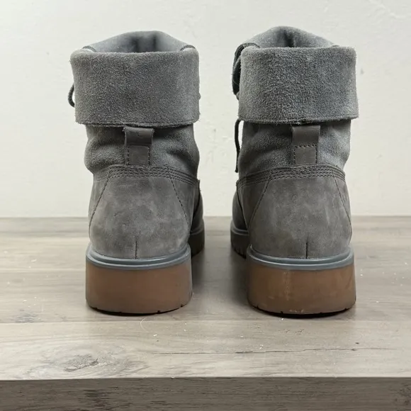 Timberland Boots Jayne Roll Top Womens Sz 7 Gray Nubuck A1XBQ Outdoor Hiking