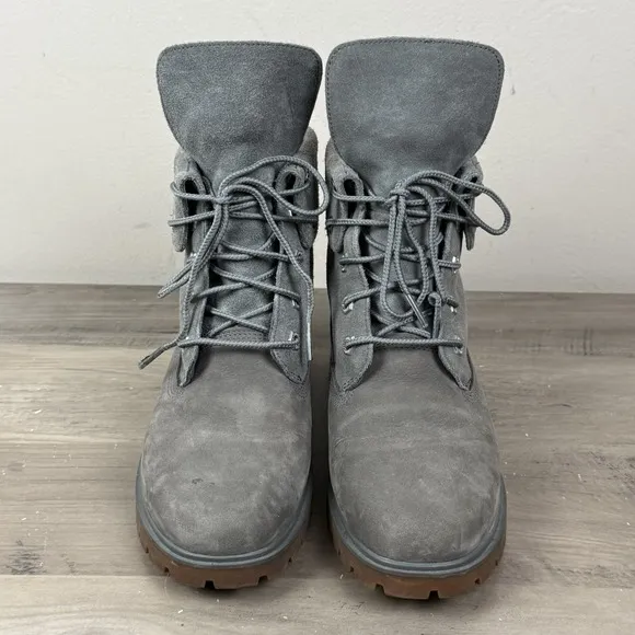 Timberland Boots Jayne Roll Top Womens Sz 7 Gray Nubuck A1XBQ Outdoor Hiking