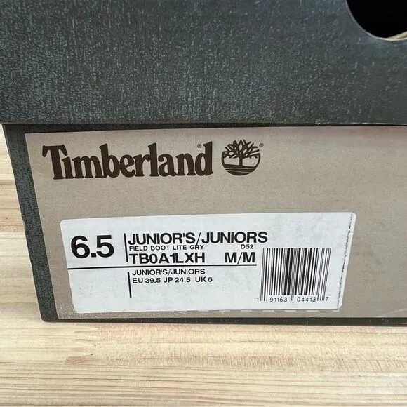 Timberland Field Boot hiker mid leather youth Mens 6.5 Womens 8 light grey