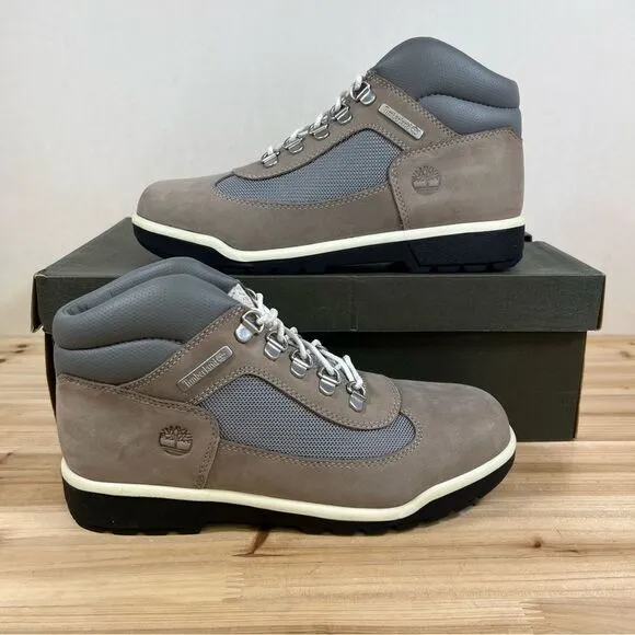 Timberland Field Boot hiker mid leather youth Mens 6.5 Womens 8 light grey