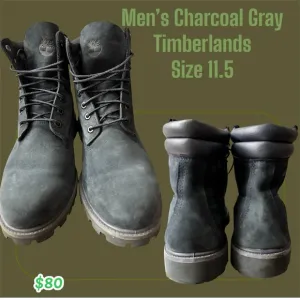 Timberland Men's Charcoal Grayish Boots Size 11.5