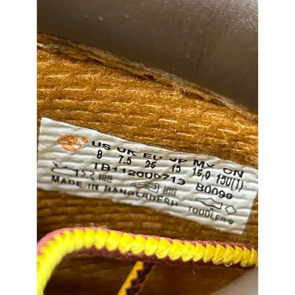 Timberland Premium 6-Inch Lace Waterproof Wheat Boots Size 8 Toddler