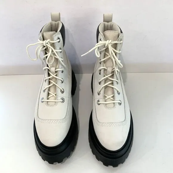 Timberland Sky 6 Inch Lace-up Boots Leather Combat Booties White Size 7 NEW