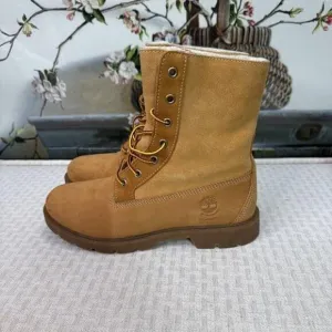 Timberland Womens Size 8.5 Wheat Teddy Fleece Fold Down WaterProof Boots