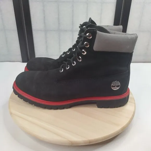 Timberland Work Boots w/ reflective topline Black w/ Red Shank Men US 13M